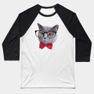 Hipster Cat Baseball T-Shirt